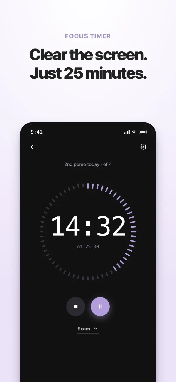 The Pomodoro timer counting down